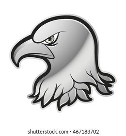 silver colored eagle head-vector drawing
