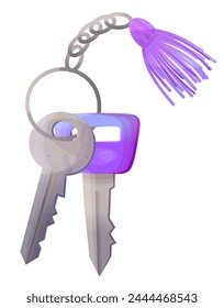 Silver colored key chain with souvenir