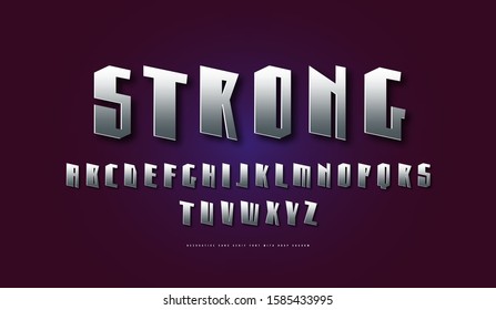 Silver colored and metal chrome decorative sans serif font. Letters for logo and emblem design