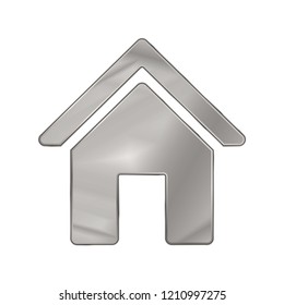 Silver Colored Metal Chrome web icon home. Vector illustration. Interface, multimedia icon.