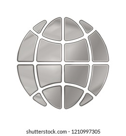 Silver Colored Metal Chrome web icon. Vector illustration. Interface, multimedia icon.