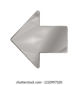 Silver Colored Metal Chrome web icon arrow. Vector illustration. Interface, multimedia icon.