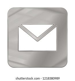 Silver Colored Metal Chrome web icon message. Vector illustration. Interface, multimedia icon.