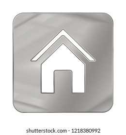 Silver Colored Metal Chrome web icon home. Vector illustration. Interface, multimedia icon.