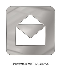 Silver Colored Metal Chrome web icon message. Vector illustration. Interface, multimedia icon.