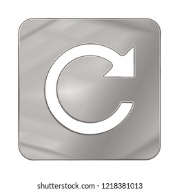 Silver Colored Metal Chrome web icon arrow refresh. Vector illustration. Interface, multimedia icon.