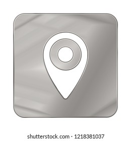 Silver Colored Metal Chrome web icon marker. Vector illustration. Interface, multimedia icon.