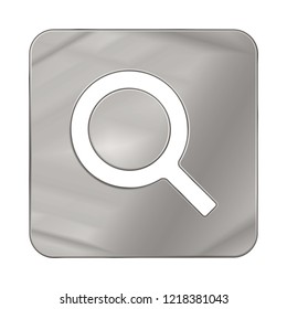 Silver Colored Metal Chrome web icon search. Vector illustration. Interface, multimedia icon.