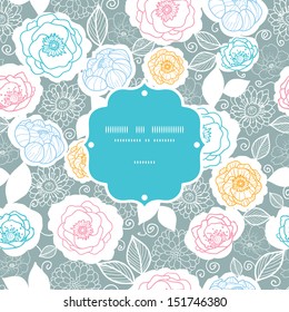 Silver and colors florals frame seamless pattern background