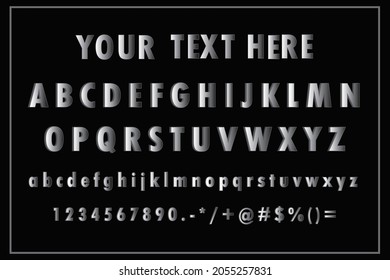 silver colour gradient text effect letter style alphabet vector