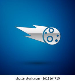 Silver Comet falling down fast icon isolated on blue background.  Vector Illustration