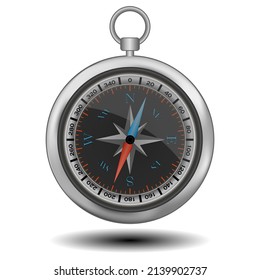 Silver Compass with a Rose of winds