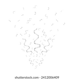 Silver Confetti Background. Falling Confetti for Party, Birthday, Celebration or Anniversary. Vector Illustration on White Background. 
