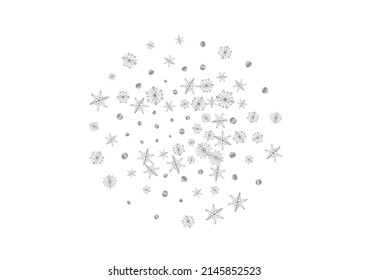 Silver Confetti Background White Vector. Flake Elegant Pattern. Grey Snow Subtle. Luminous Graphic Texture.