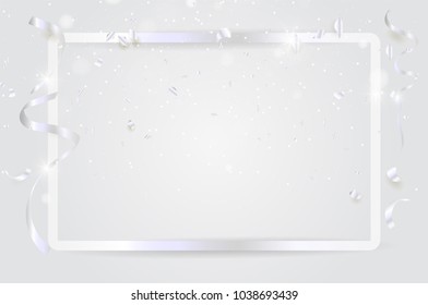 Silver confetti celebration on background. Vector illustration