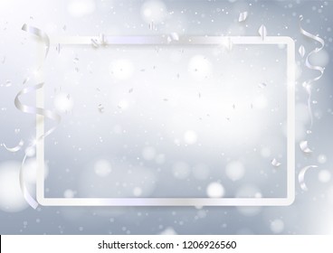 Silver Confetti Celebration On Background. Vector Illustration