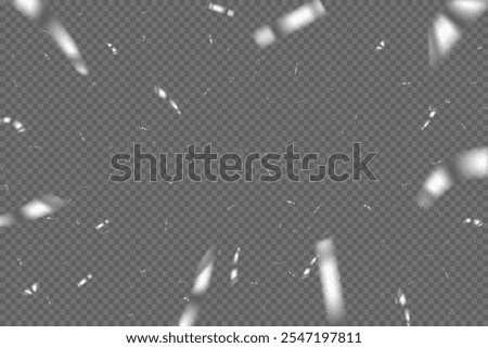 Silver confetti congratulations background. Platinum ribbons and confetti party pattern on transparent background. Congratulations horizontal banner with copy space. Gift elegant vector illustration.