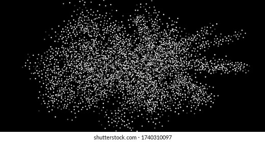 Silber Konfetti Punkte auf einem schwarzen Hintergrund. Luxuriöser Urlaubshintergrund. Silber graue abstrakte Textur glänzt auf einem schwarzen Hintergrund. Designelement Vector Abbildung, 10.