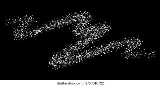 Los puntos de confeti plateado sobre un fondo negro. Lujo en las vacaciones. La textura abstracta granulada de plata brilla sobre un fondo negro. Elemento de diseño. Ilustración vectorial, eps 10.