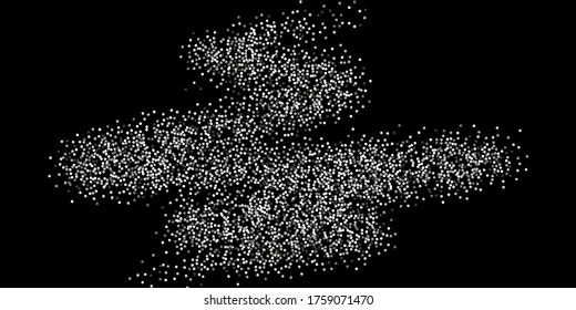 Los puntos de confeti plateado sobre un fondo negro. Lujo en las vacaciones. La textura abstracta granulada de plata brilla sobre un fondo negro. Elemento de diseño. Ilustración vectorial, eps 10.
