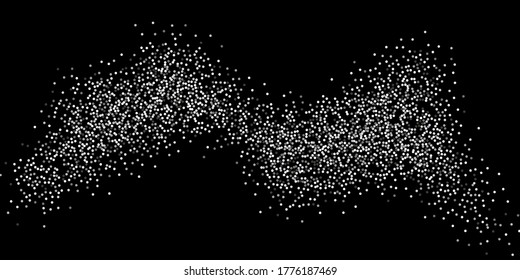 Los puntos de confeti plateado sobre un fondo negro. Lujo en las vacaciones. La textura abstracta granulada de plata brilla sobre un fondo negro. Elemento de diseño. Ilustración vectorial, eps 10.