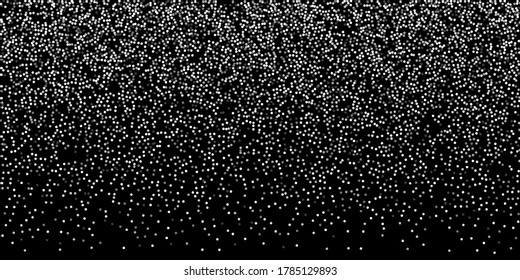 Los puntos de confeti plateado sobre un fondo negro. Lujo en las vacaciones. La textura abstracta granulada de plata brilla sobre un fondo negro. Elemento de diseño. Ilustración vectorial, eps 10.