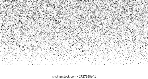 Silver confetti dots on a white background. Luxury holiday background. Silver grainy abstract texture shimmers on a white background. Design element. Vector illustration, eps 10.