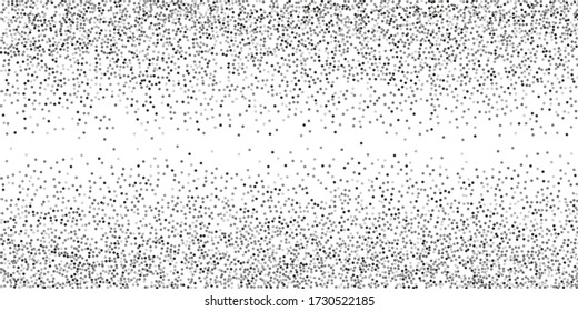 Los puntos de confeti plateado sobre un fondo blanco. Lujo en las vacaciones. La textura abstracta granulada de plata brilla sobre un fondo blanco. Elemento de diseño. Ilustración vectorial, eps 10.