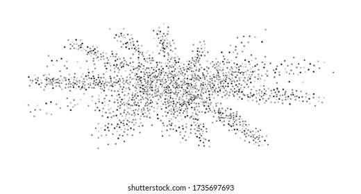 Silber Konfetti Punkte auf einem weißen Hintergrund. Luxuriöser Urlaubshintergrund. Silber graue abstrakte Textur glänzt auf einem weißen Hintergrund. Designelement Vector Abbildung, 10.