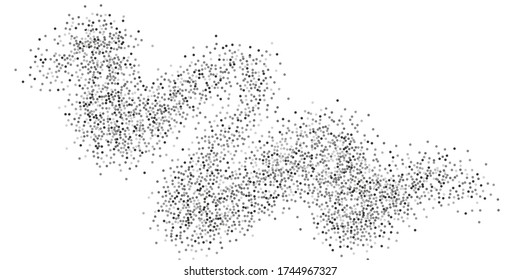 Los puntos de confeti plateado sobre un fondo blanco. Lujo en las vacaciones. La textura abstracta granulada de plata brilla sobre un fondo blanco. Elemento de diseño. Ilustración vectorial, eps 10.