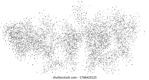 Silver confetti dots on a white background. Luxury holiday background. Silver grainy abstract texture shimmers on a white background. Design element. Vector illustration, eps 10.
