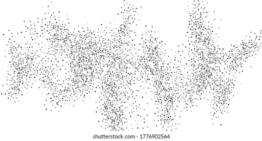 Los puntos de confeti plateado sobre un fondo blanco. Lujo en las vacaciones. La textura abstracta granulada de plata brilla sobre un fondo blanco. Elemento de diseño. Ilustración vectorial, eps 10.