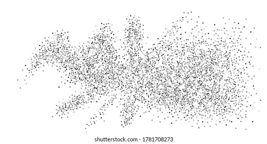 Los puntos de confeti plateado sobre un fondo blanco. Lujo en las vacaciones. La textura abstracta granulada de plata brilla sobre un fondo blanco. Elemento de diseño. Ilustración vectorial, eps 10.