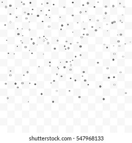 Silver Confetti Falling On Transparent Background. Vector