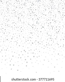 Silver Confetti Falling Stars On White Background