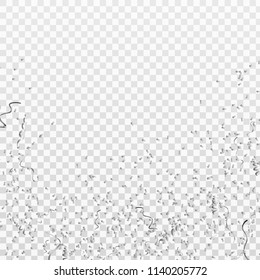 Silver confetti isolated. Festive background. Vector illustration