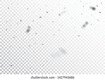 Silver confetti isolated on transparent background