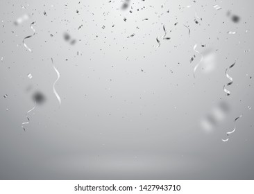 Silver confetti isolated on transparent background