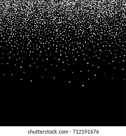 Silver confetti on a black background. Luxury festive background. Silver grainy abstract texture on a black background. Element of design. Vector illustration, EPS 10.
