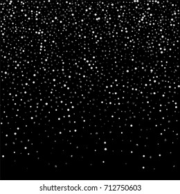 Silver confetti on a black background. Luxury New Year. Grainy abstract texture. Element of design. Vector illustration, EPS 10.