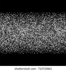 Silver confetti on a black background. Luxury New Year Background. Silver grained abstract texture sparkles and flickers. Element of design. Vector illustration, EPS 10.