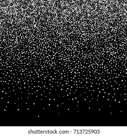 Silver confetti on a black background. Luxury New Year Background. Silver grained abstract texture sparkles and flickers. Element of design. Vector illustration, EPS 10.