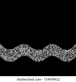 Silver confetti on a black background. Luxury New Year Background. Silver grained abstract texture sparkles and flickers. Element of design. Vector illustration, EPS 10.