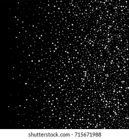 Silver confetti on a black background. Luxury New Year Background. Silver grained abstract texture sparkles and flickers. Element of design. Vector illustration, EPS 10.