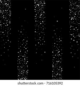 Silver confetti on a black background. Luxury New Year Background. Silver grained abstract texture sparkles and flickers. Element of design. Vector illustration, EPS 10.