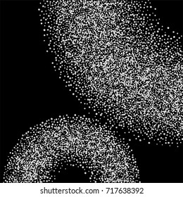 Silver confetti on a black background. Luxury New Year Background. Silver grained abstract texture sparkles and flickers. Element of design. Vector illustration, EPS 10.