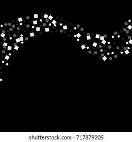 Silver confetti on a black background. Luxury New Year Background. Silver grainy abstract texture on a black background. Element of design. Vector illustration, EPS 10.