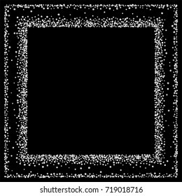 Silver confetti on a black background. Luxury New Year Background. Silver grained abstract texture sparkles and flickers. Element of design. Vector illustration, EPS 10.