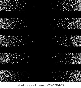 Silver confetti on a black background. Luxury New Year Background. Silver grained abstract texture sparkles and flickers. Element of design. Vector illustration, EPS 10.