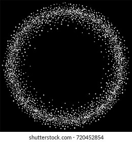 Silver confetti on a black background. Luxury New Year Background. Silver grained abstract texture sparkles and flickers. Element of design. Vector illustration, EPS 10.